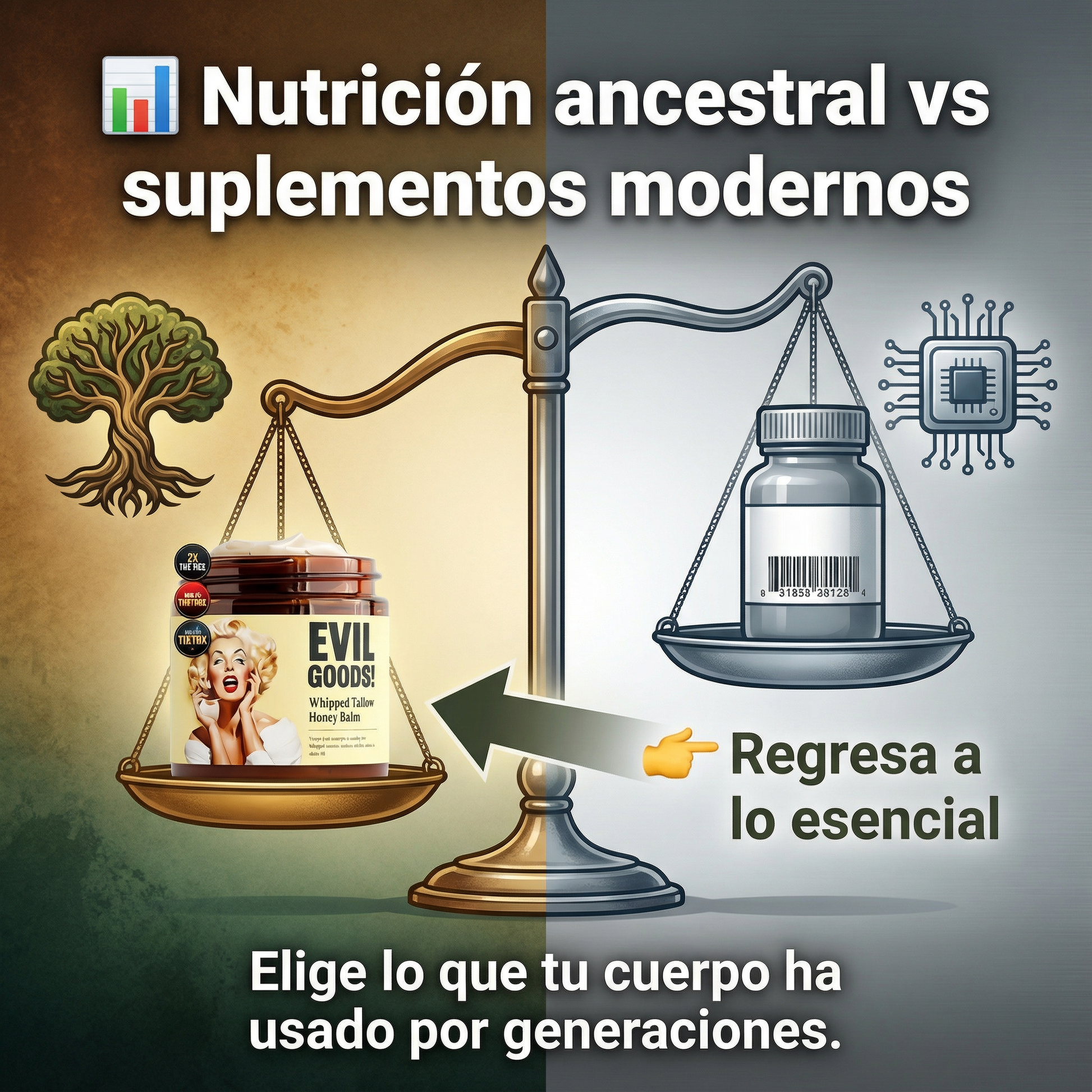 Evil Goods™ Crema Rejuvenecedora in a jar, showcasing its creamy texture and branding on the label.